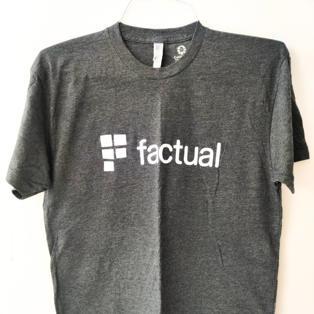 Official Factual Logo Tech Bro Gray T-Shirt CustomInk Tee Made USA - Medium M